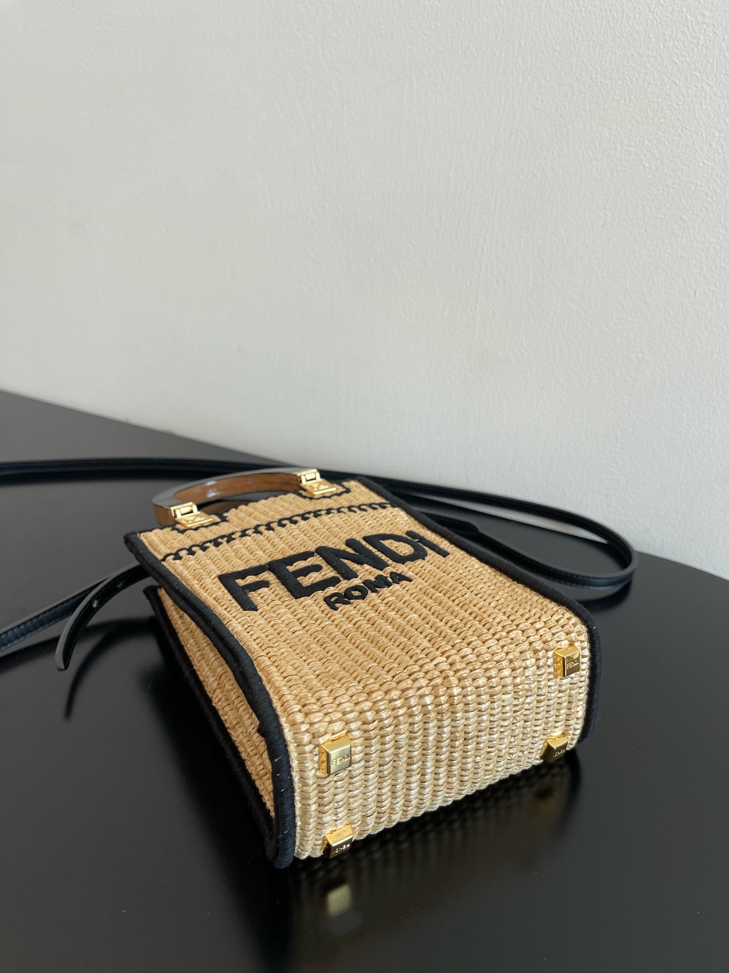 Fendi Mini Sunshine Shopper Beige Cotton Fiber Bag